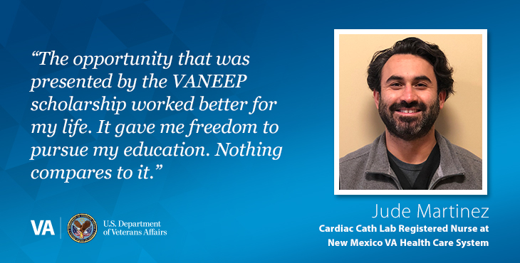 The opportunity that was presented by the VA National Education for Employees Program scholarship helped Jude Martinez realize his dream of becoming a registered nurse at VA.