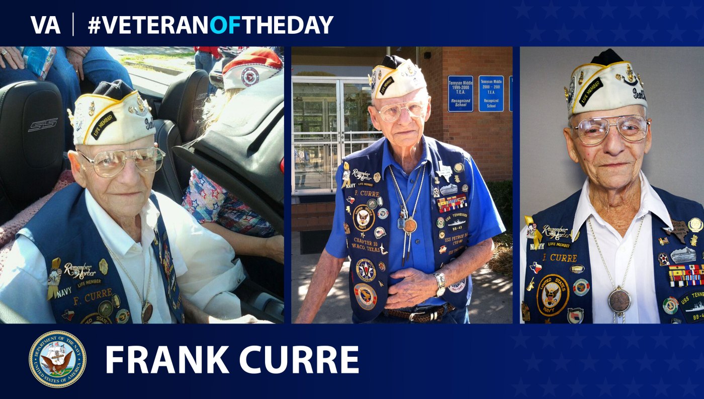 Navy Veteran Frank Curre is today's Veteran of the Day.