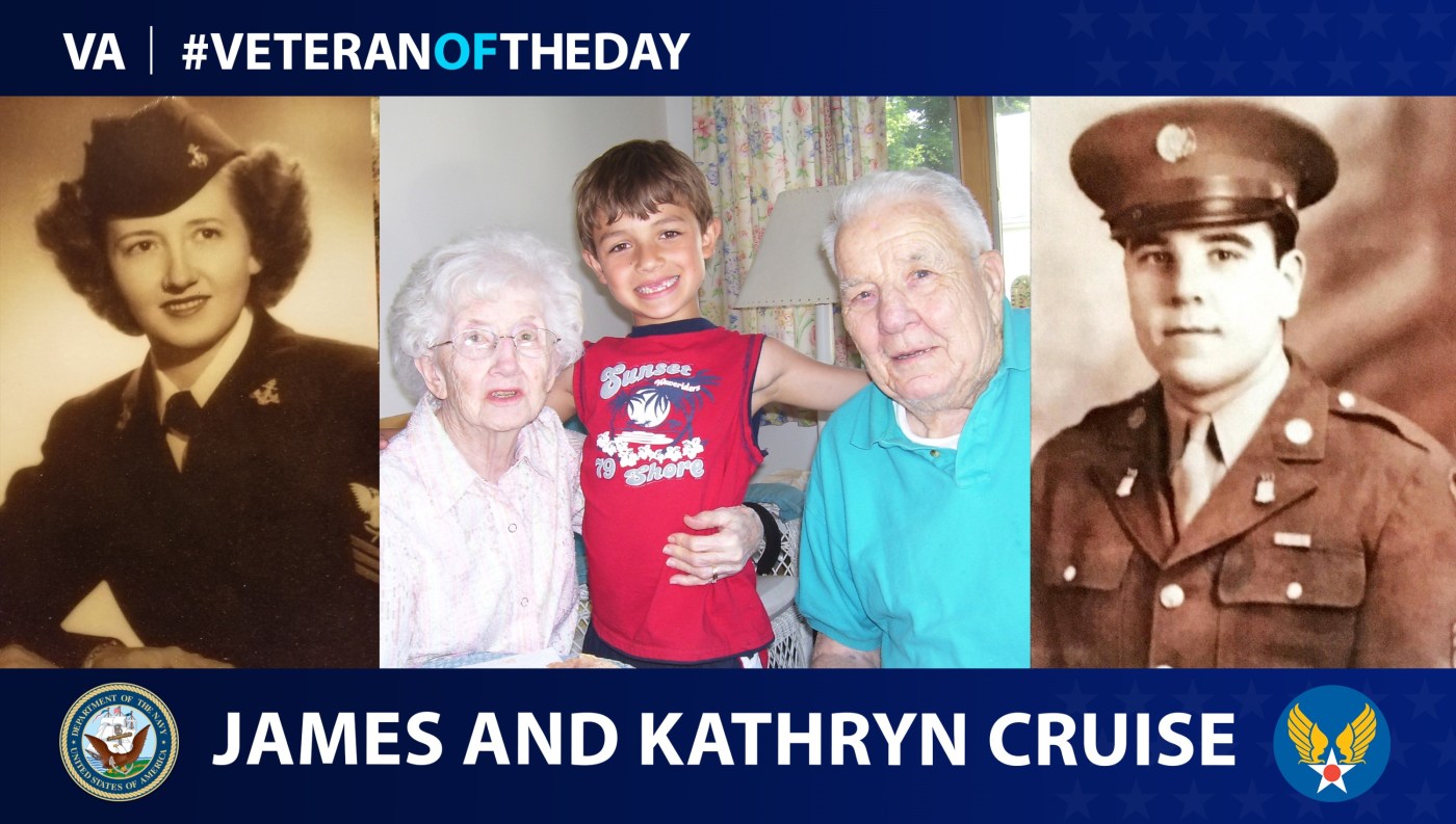 Navy Veteran Kathryn Cruise and Army Air Force Veteran James Cruise are today's double #VeteranOfTheDay.