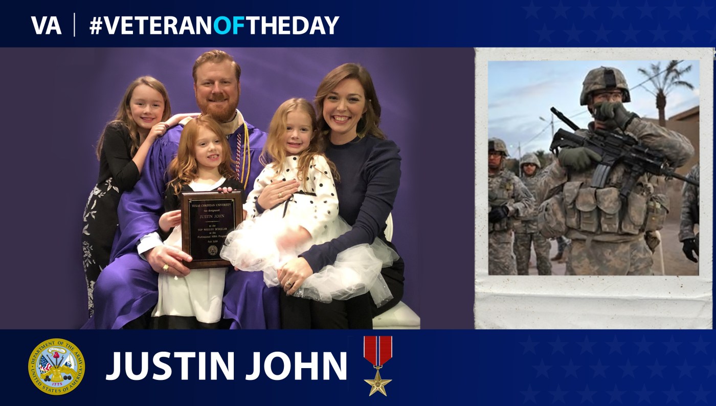 Army Veteran Justin John is today's Veteran of the Day.