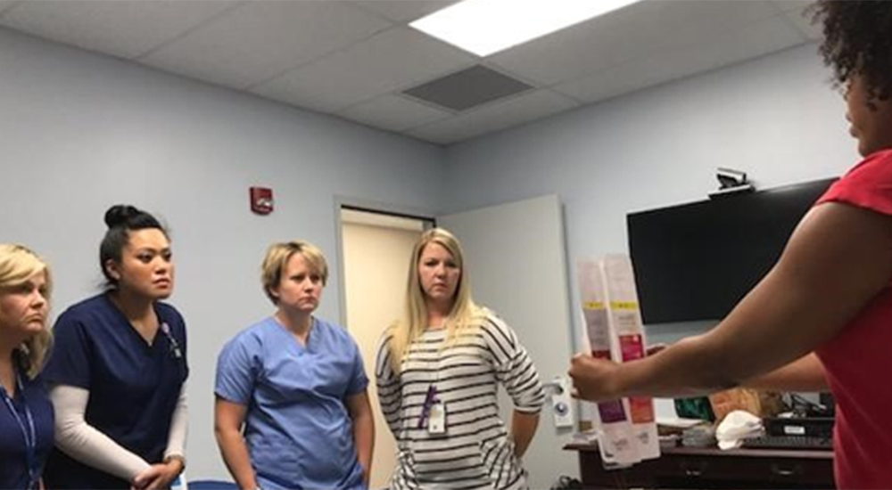 Nurse instructor shows VA nurses contraceptive options for women