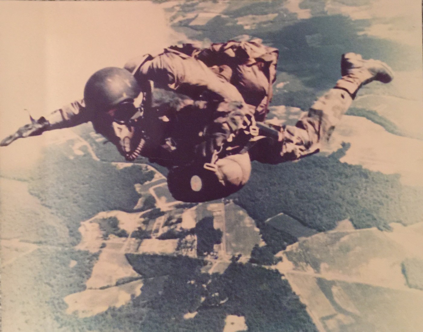 Mark Christianson performs a parachute jump.