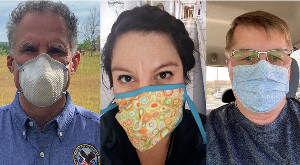 Three members of the Office of Community Care wear masks