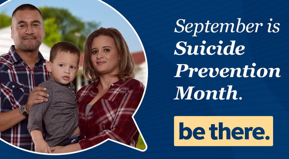 Man, woman and child in Suicide Prevention poster