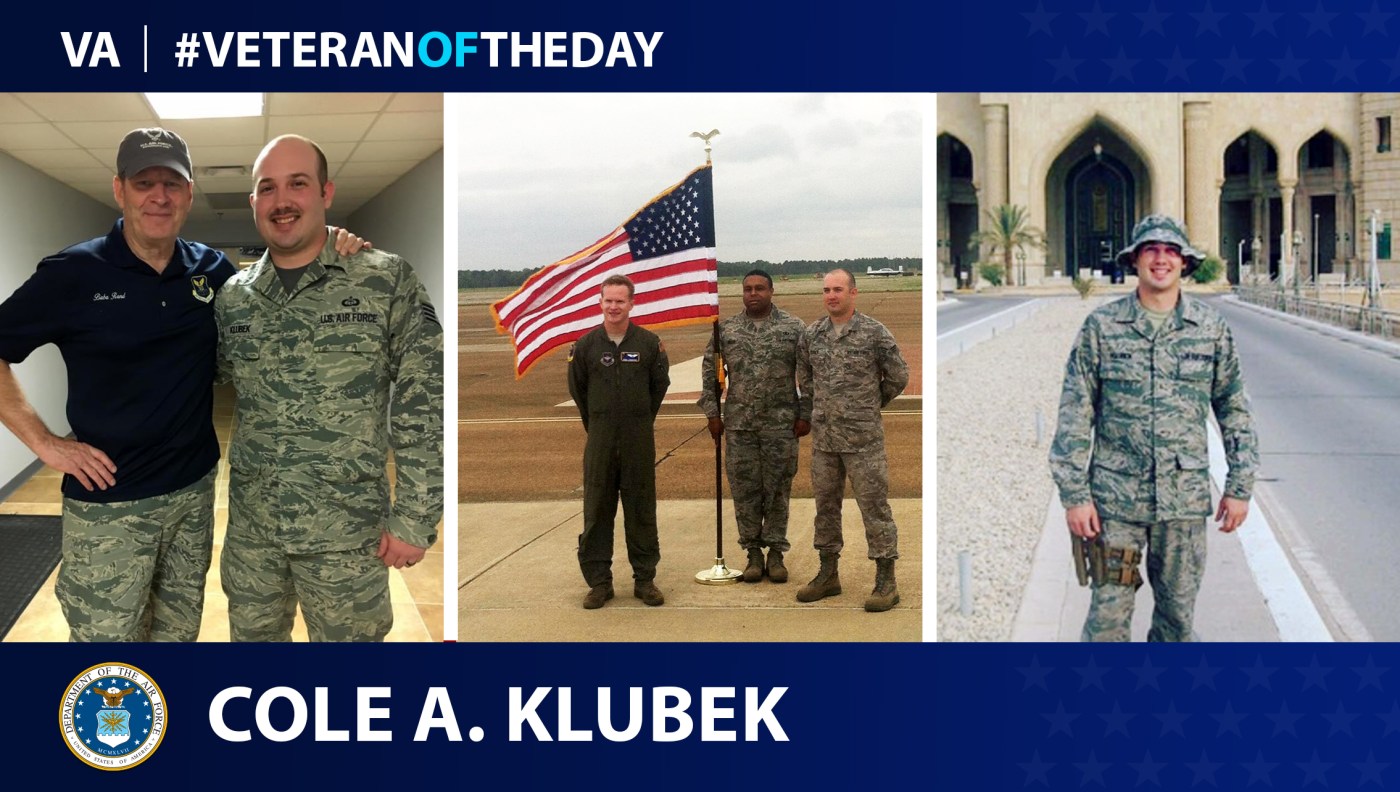 Air Force Veteran Cole Klubek is today's Veteran of the Day.