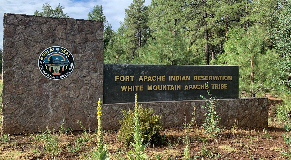 Sign at entrance to Indian reservation