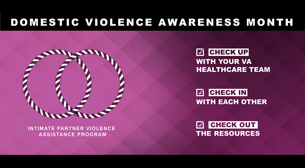 Graphic poster announcing Domestic Violence Awareness month