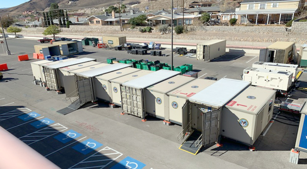 Multiple container units in staging area