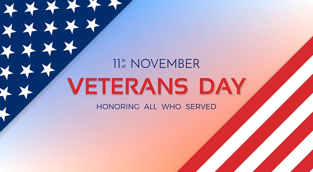 Veterans Day. 11th of November. Honoring all who served. Usa flag on background. Vector illustration.