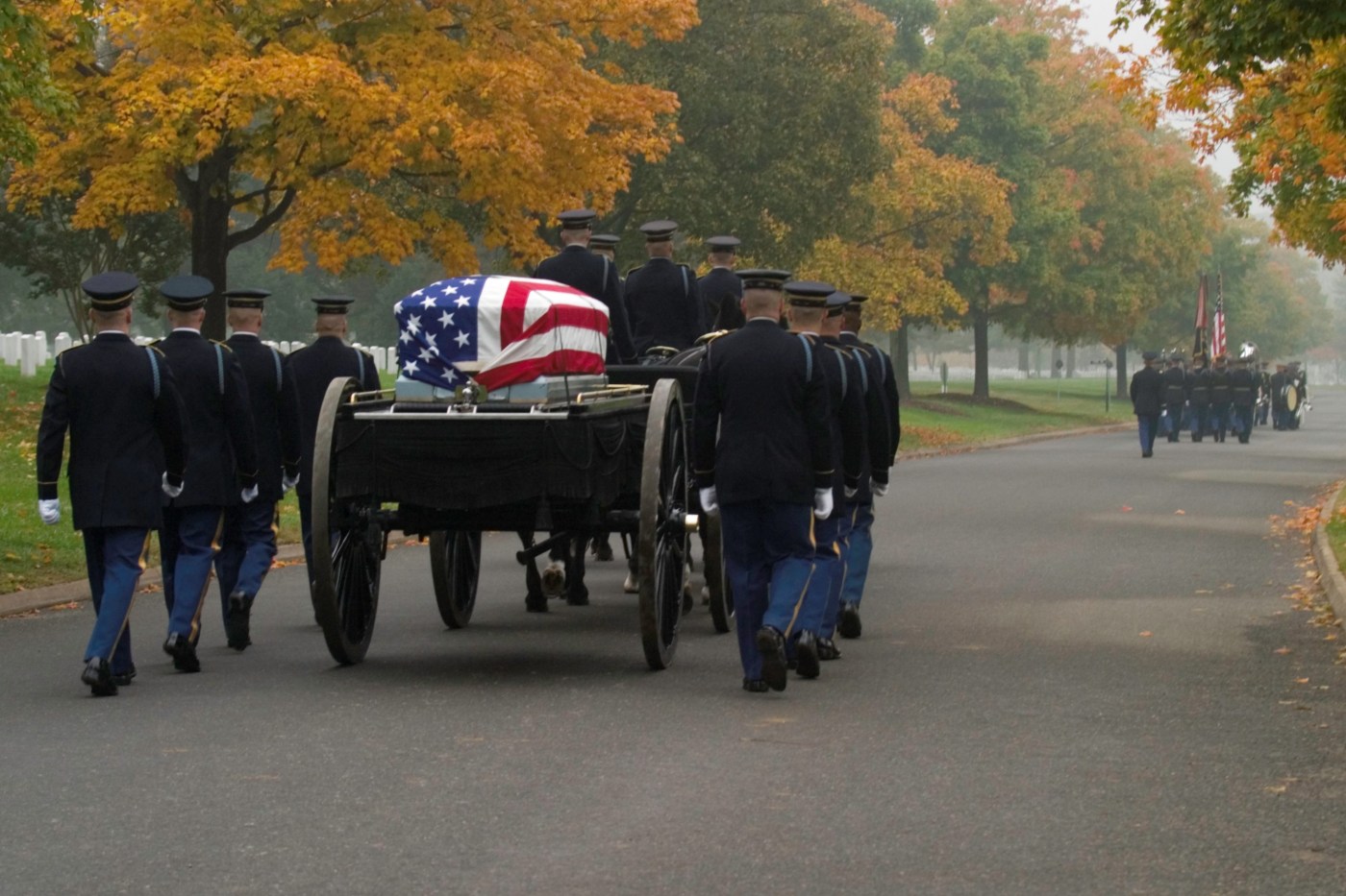 Photo of funeral caisson at Arlington National Cemetery