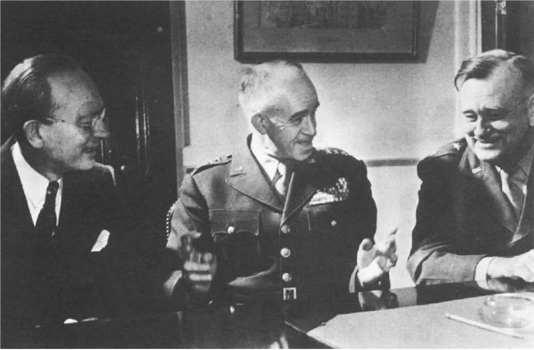 A doctor and two generals at a table