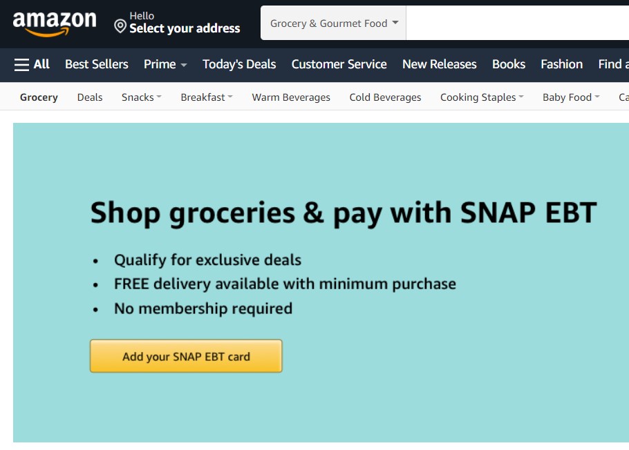 Register your SNAP EBT card on Amazon for exclusive benefits and