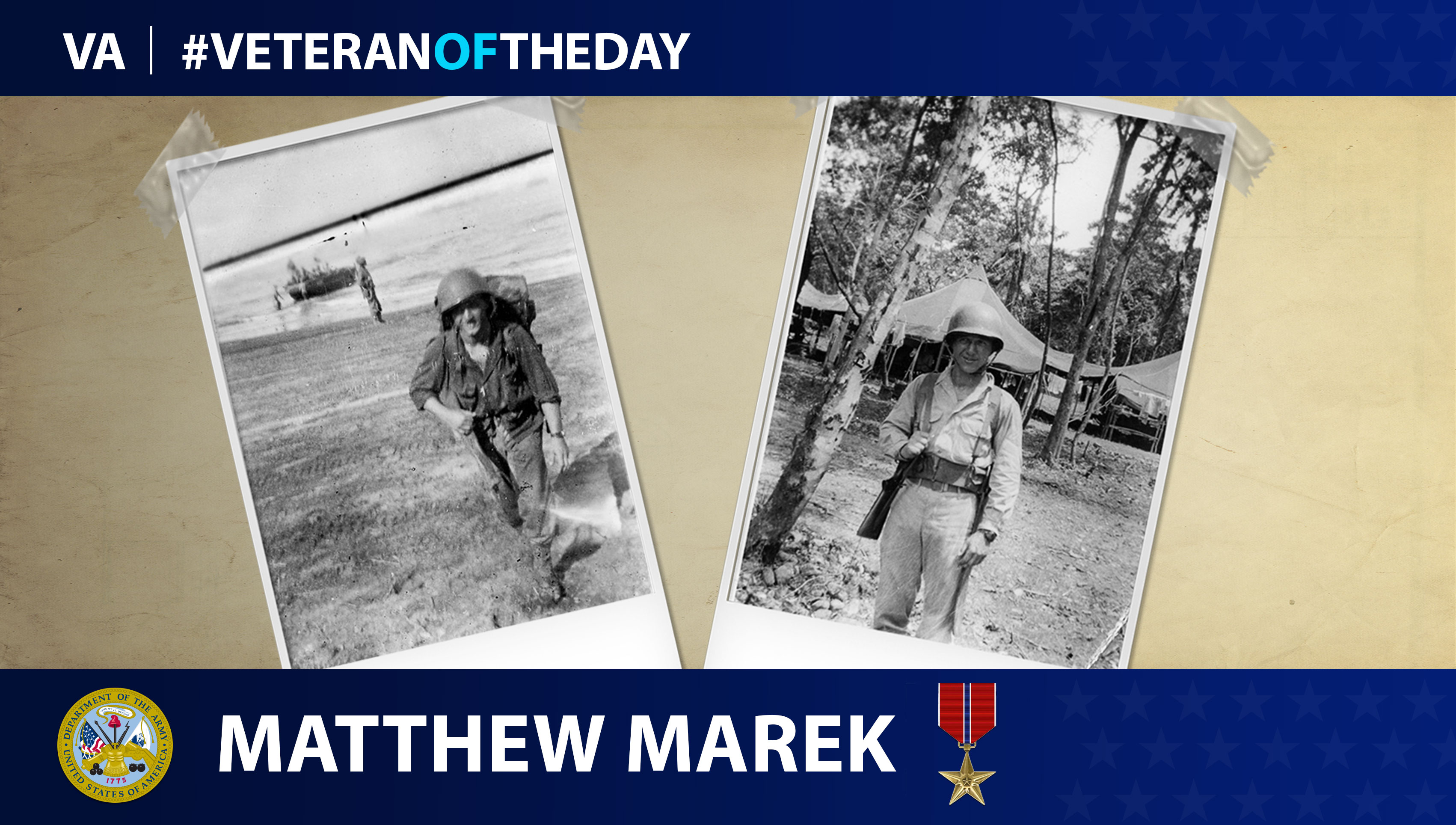 Army Veteran Matthew Marek is today's Veteran of the day.