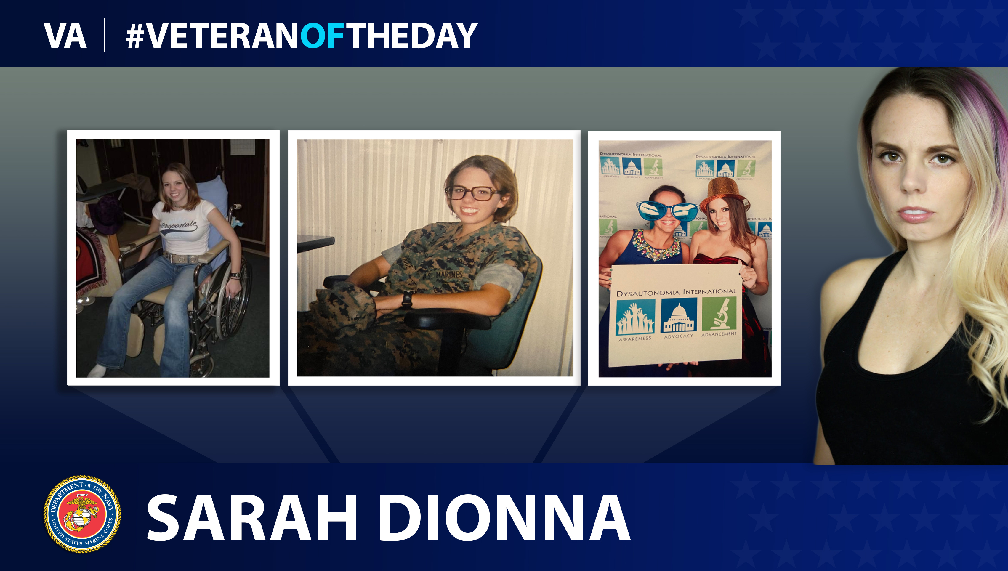 Marine Corps Veteran Sarah Dionna is today's Veteran of the day.