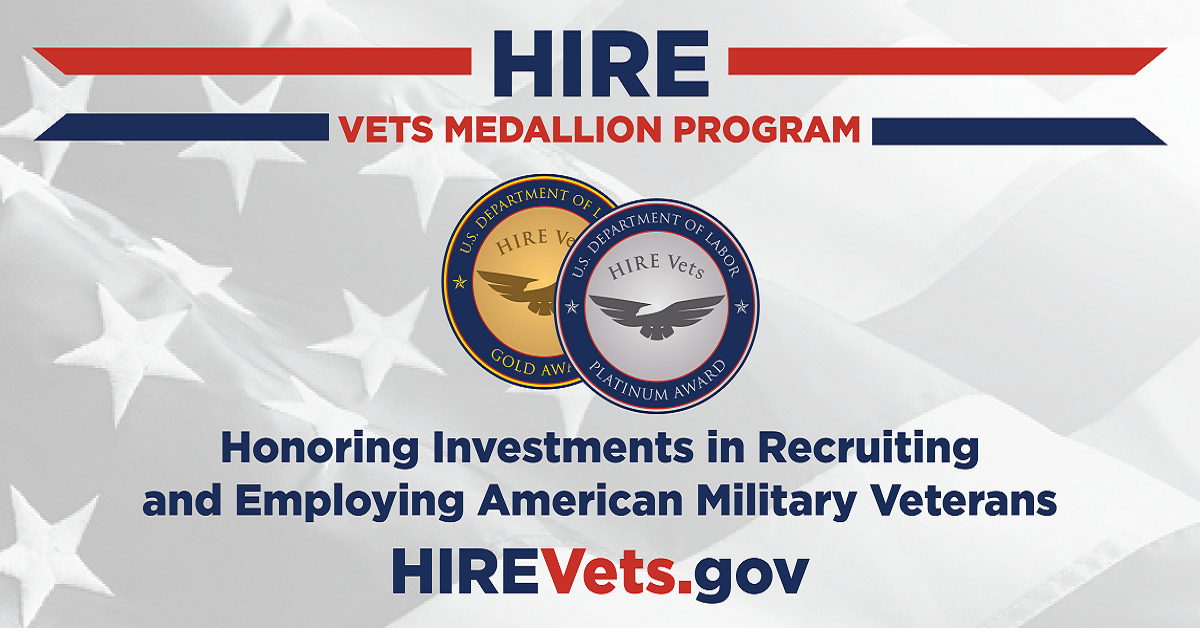 Hire Veterans? Be recognized with a 2021 HIRE Vets Medallion Award