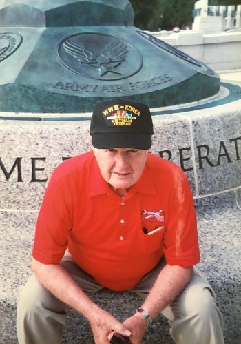 Warren Halstead at the World War II Memorial in Washington, D.C.