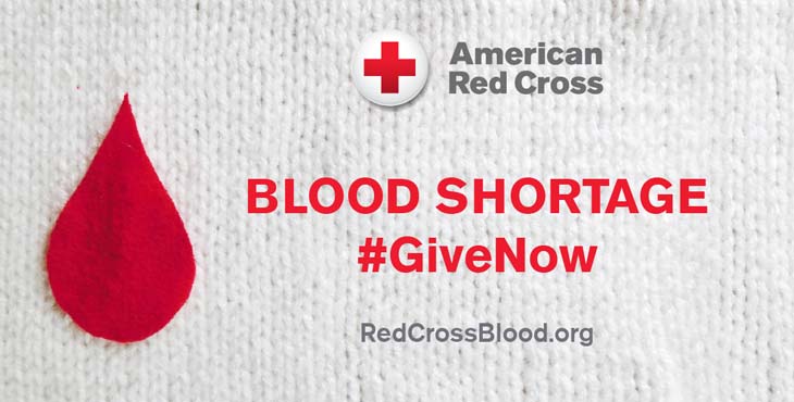 The American Red Cross continues to experience a severe blood shortage that is negatively affecting blood product availability across the country. Donors of all blood types – especially type O and those giving platelets – are urged to make an appointment to give now and help ensure hospital shelves are stocked with blood products over the Fourth of July holiday and beyond.
