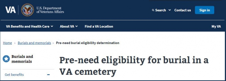 Veterans can help survivors by filling out a pre-need eligibility for burial in a VA cemetery