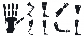 Artificial limbs prosthesis icons set. Simple set of artificial limbs prosthesis vector icons for web design on white background