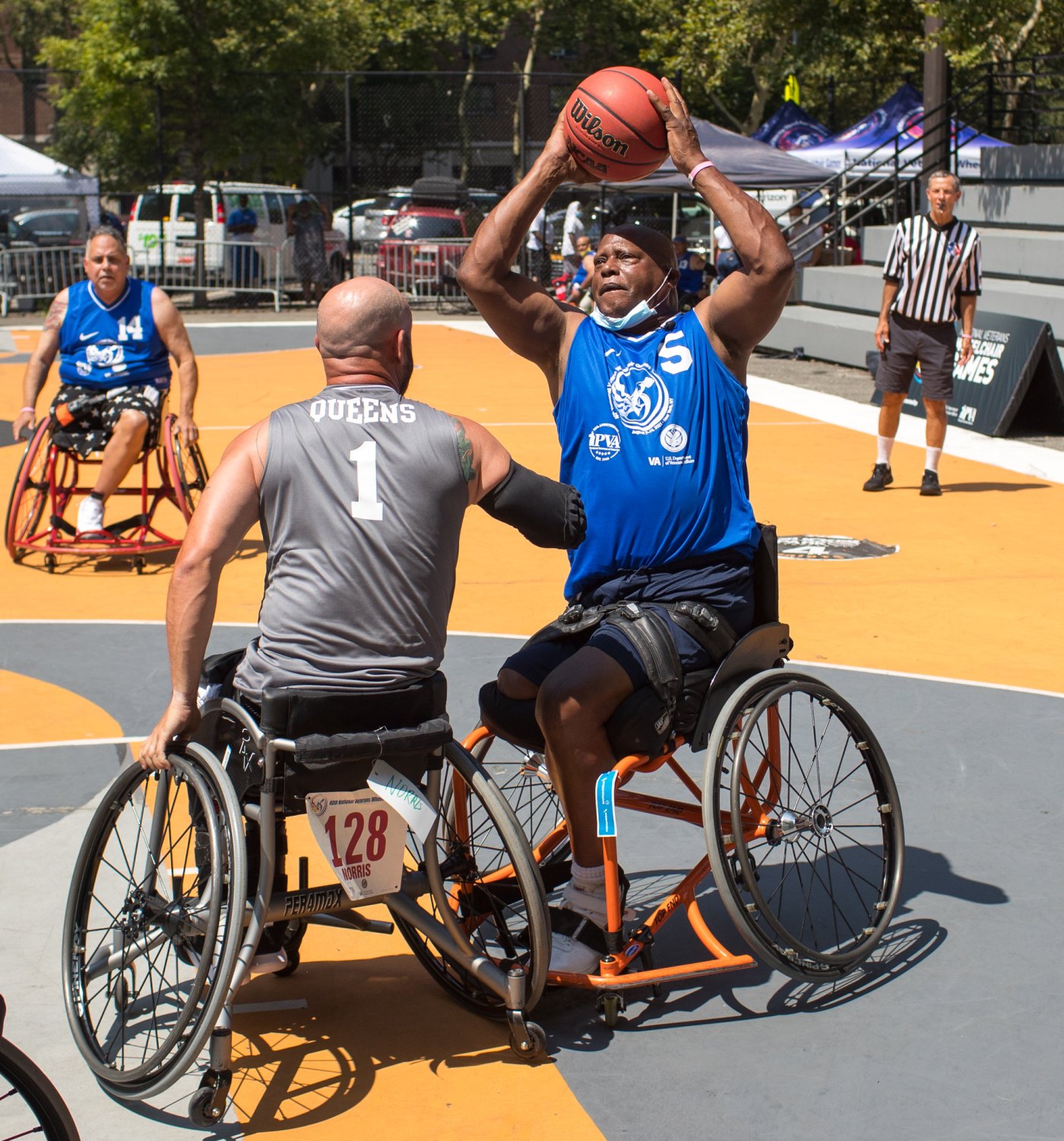 Army Veteran Roy Wilkins (5), a former college basketball player, won a bronze medal in basketball at the 40th National Veterans Wheelchair Games.