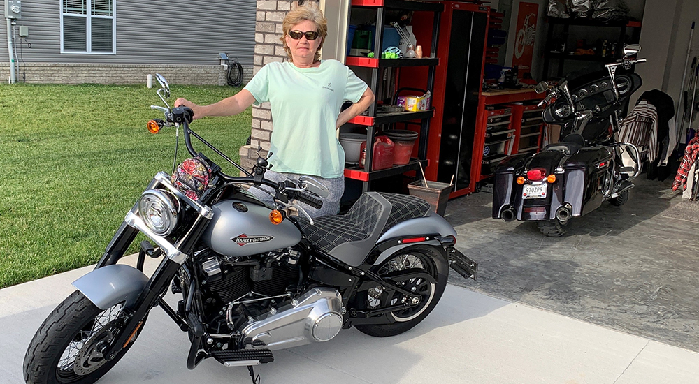 Nashville woman Veteran and her motorcycle
