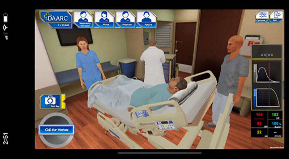 Computer screen image of video gaming simulation