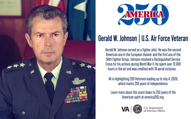 This week’s America250 salute is Air Force Veteran Gerald W. Johnson, who served as a fighter pilot and earned ace status during World War II.