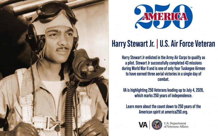 This week’s America250 salute is Air Force Veteran Harry Stewart Jr., a Tuskegee Airman who received a Distinguished Flying Cross.