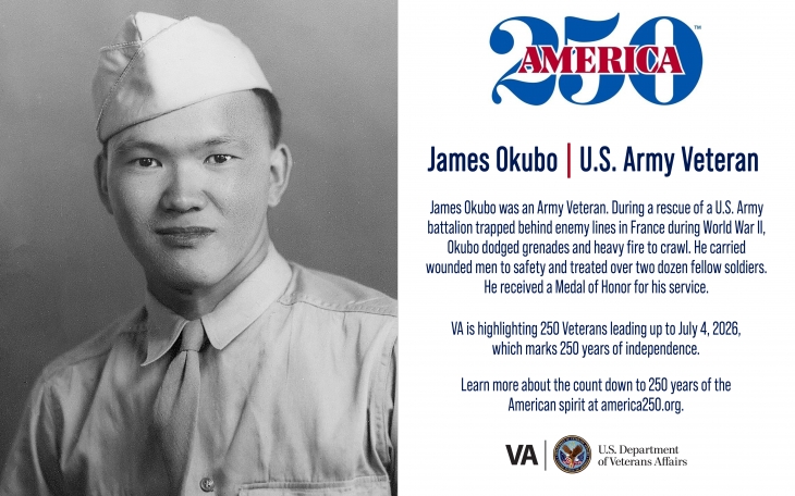 This week’s America250 salute is Army Veteran James Okubo, who posthumously received a Medal of Honor for his actions during World War II.