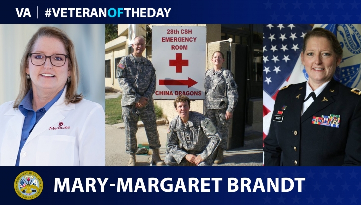 Today’s #VeteranOfTheDay is Army Veteran Maggie Brandt, who served in the Army Reserve Medical Corps as a doctor for 21 years.