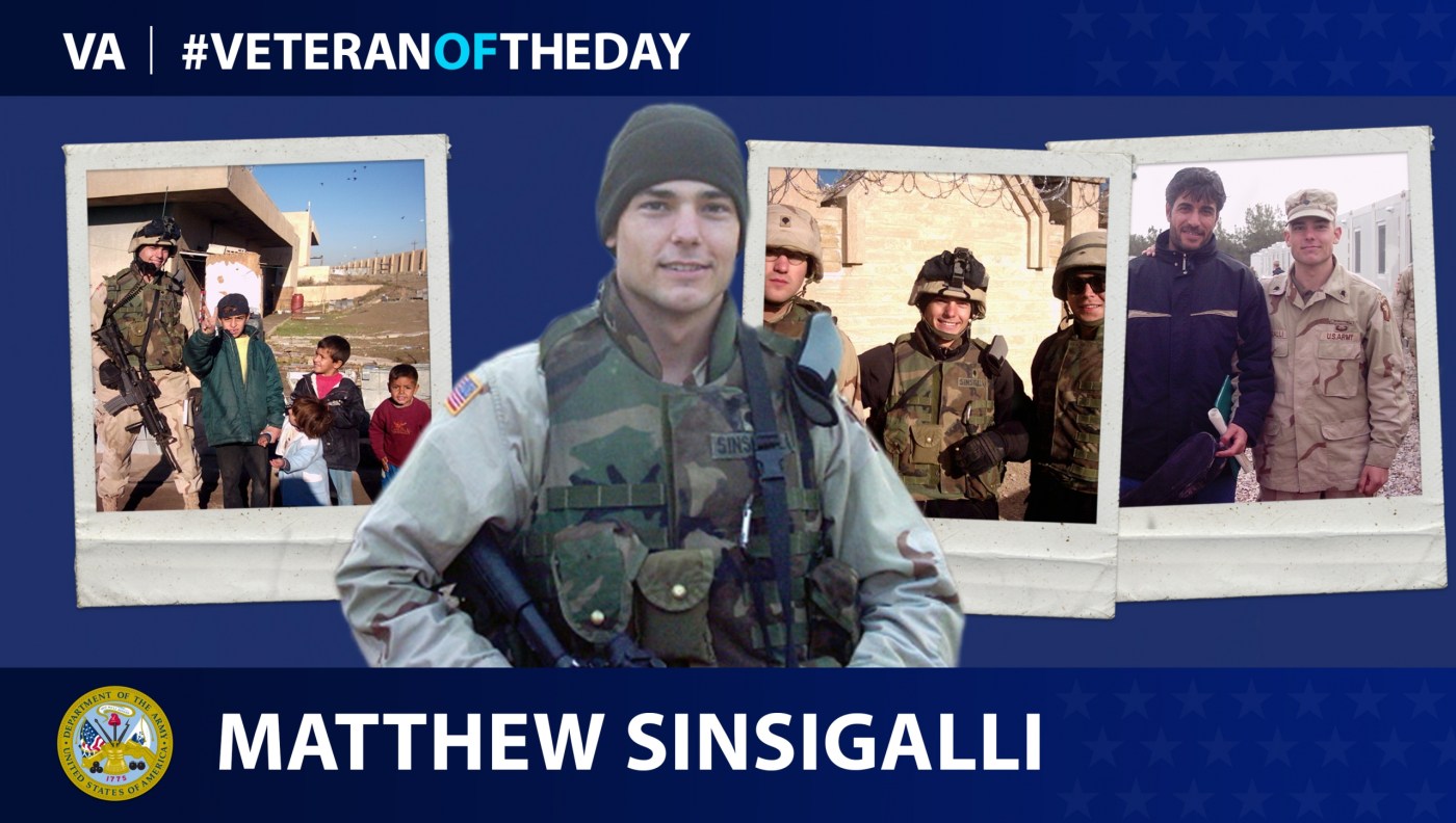 Today’s #VeteranOfTheDay is Army Veteran Matthew Sinsigalli, who served as an infantryman during Operation Iraqi Freedom.