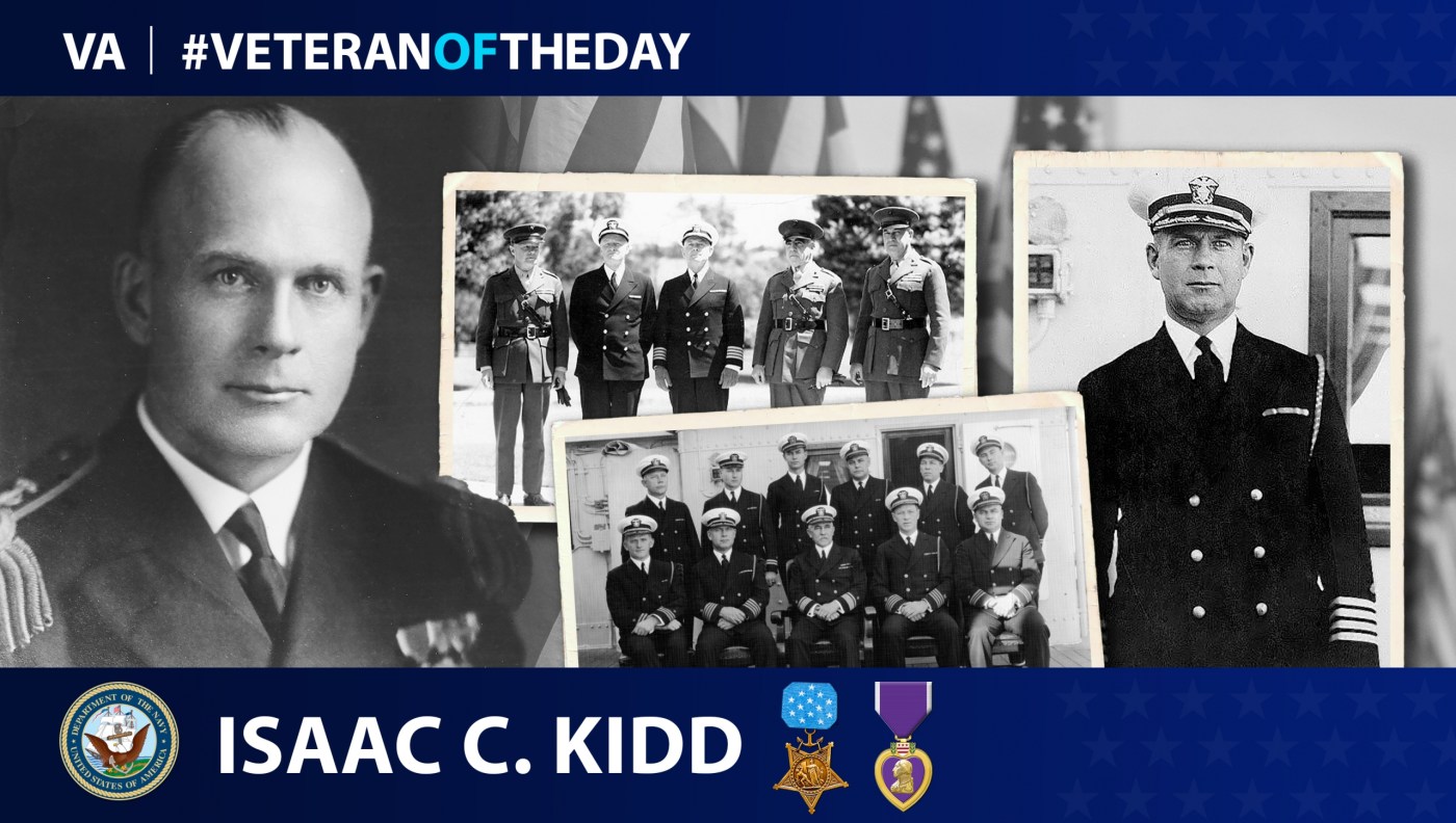 Today’s #VeteranOfTheDay is Navy Veteran Isaac C. Kidd, the commander of USS Arizona killed Dec. 7, 1941, during the attack on Pearl Harbor.