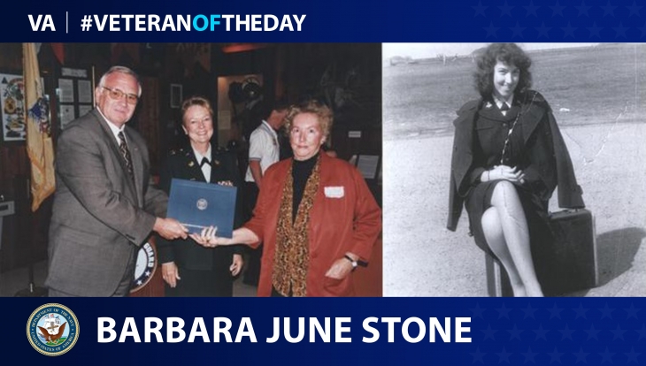 Today’s #VeteranOfTheDay is Navy Veteran Barbara June Stone, who served in the WAVES program as a yeoman third class during World War II.