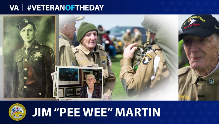 Today’s #VeteranOfTheDay is Army Veteran Jim “Pee Wee” Martin, who parachuted in the D-Day invasion of Normandy during World War II.