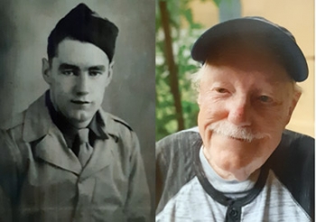 Elderly Veteran, part of the Greatest Generation, and his military photo
