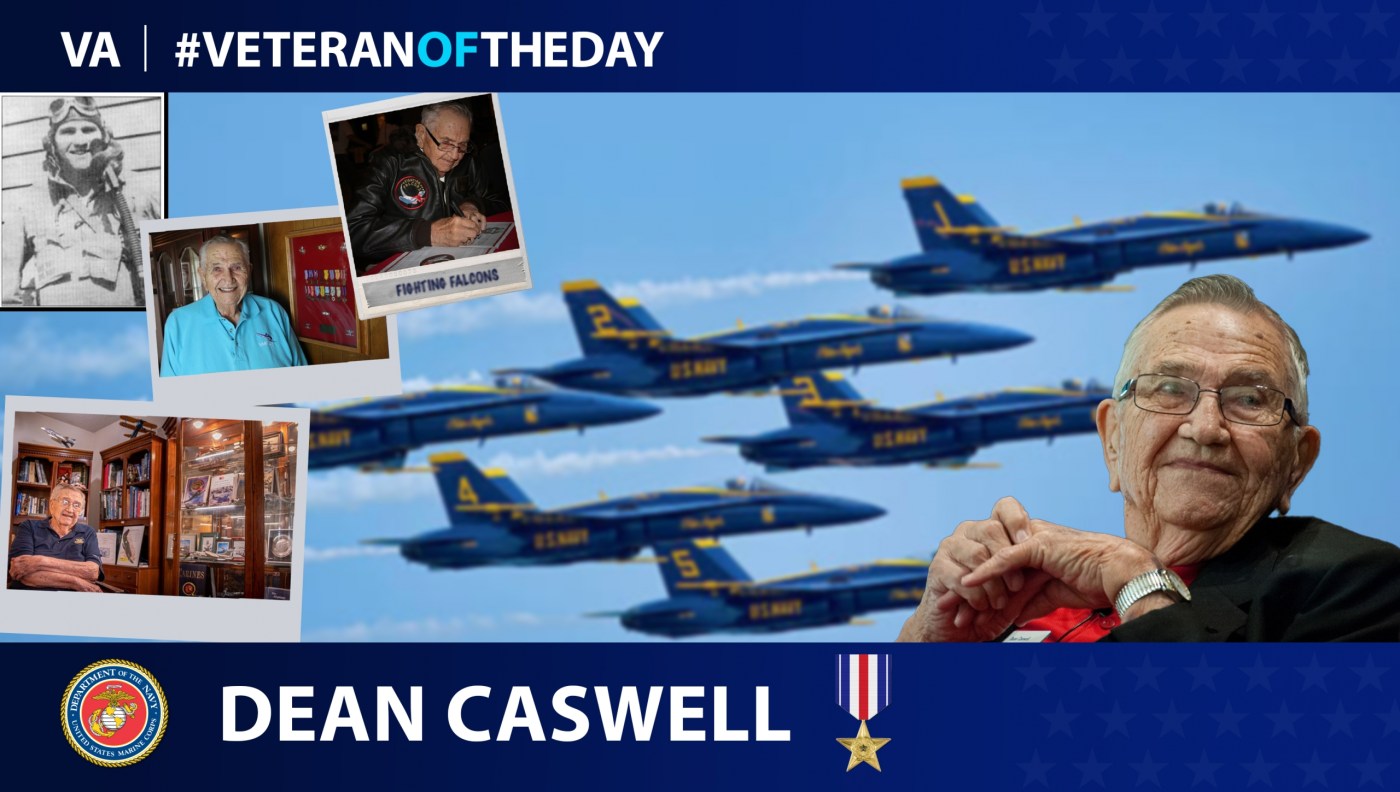 Today’s #VeteranOfTheDay is Marine Corps Veteran Dean Caswell, who served as a pilot during World War II, the Korean War and the Vietnam War.