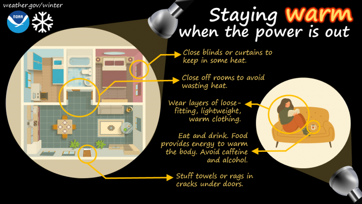 Tips for staying warm when power is out