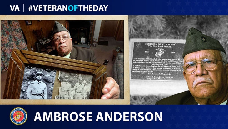During Black History Month, today’s #VeteranOfTheDay is Marine Veteran Ambrose Anderson, a Montford Point Marine during World War II