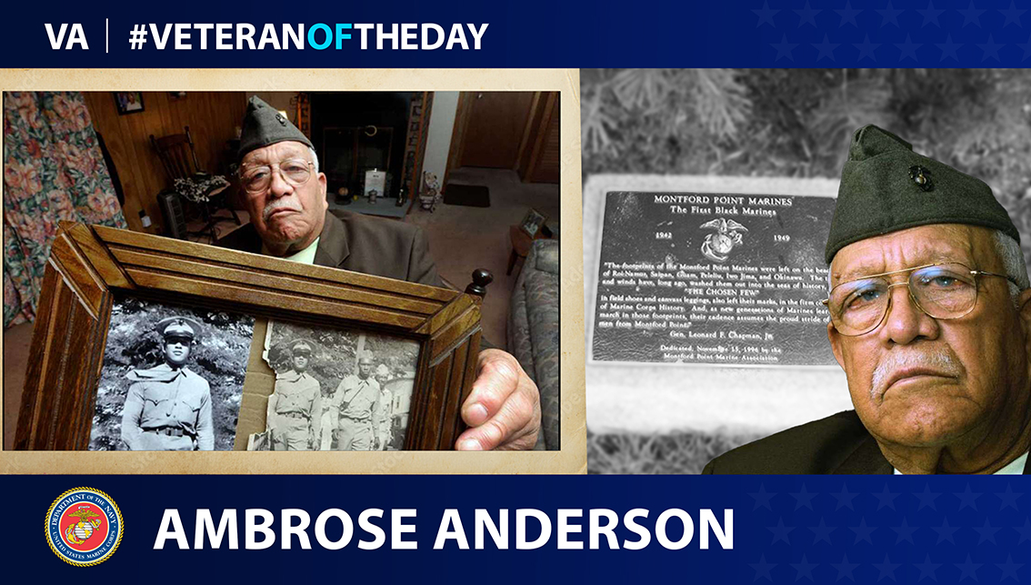 During Black History Month, today’s #VeteranOfTheDay is Marine Veteran Ambrose Anderson, a Montford Point Marine during World War II.