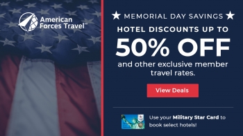50 percent discounts on travel from American Forces Travel