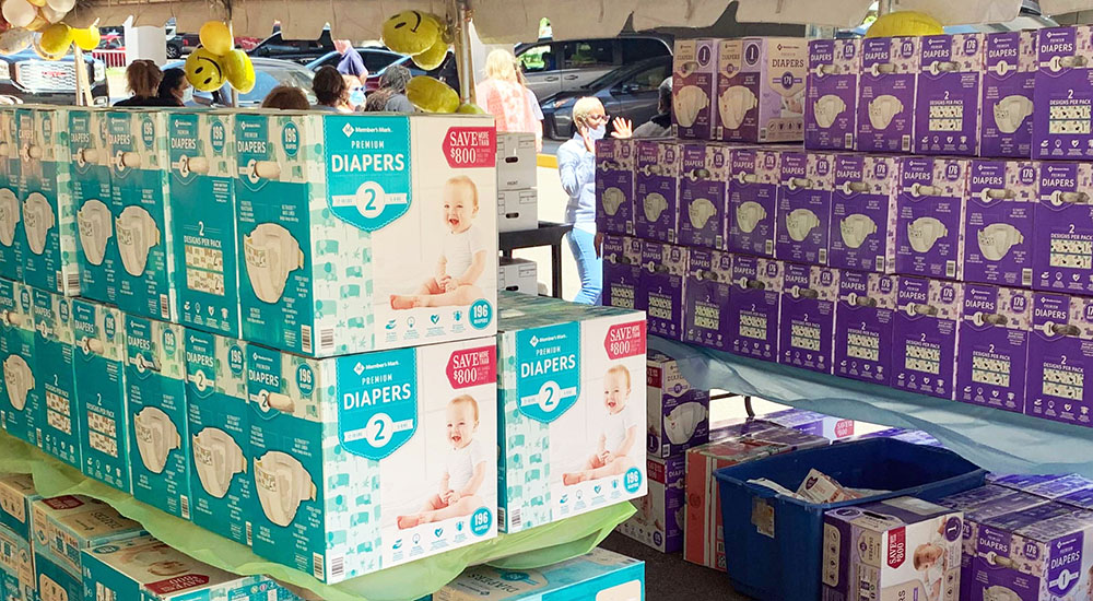 Boxes of diapers