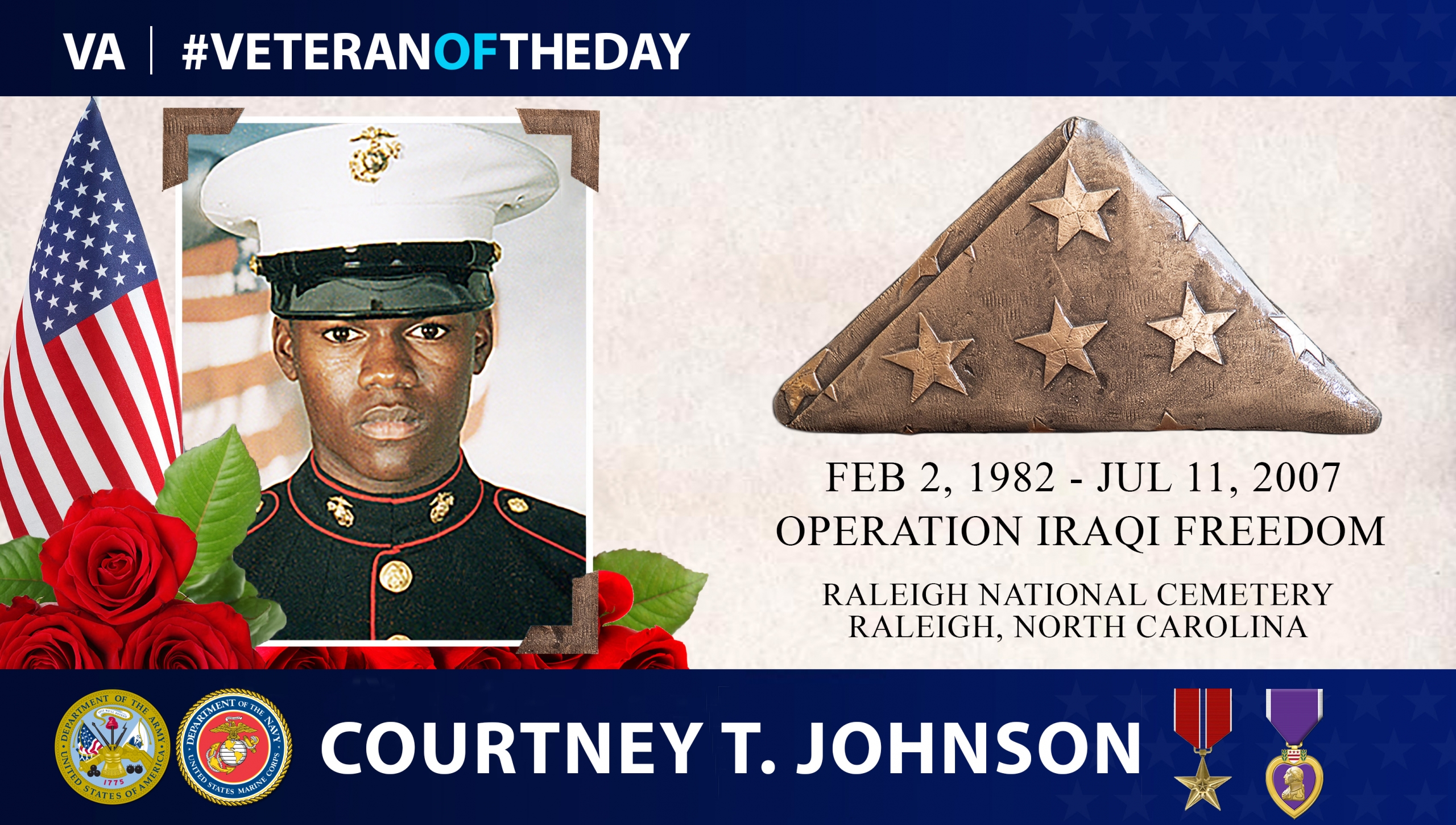 Today’s #VeteranOfTheDay is Marine Corps and Army Veteran Courtney Tremayne Johnson is today’s Veteran of the Day.