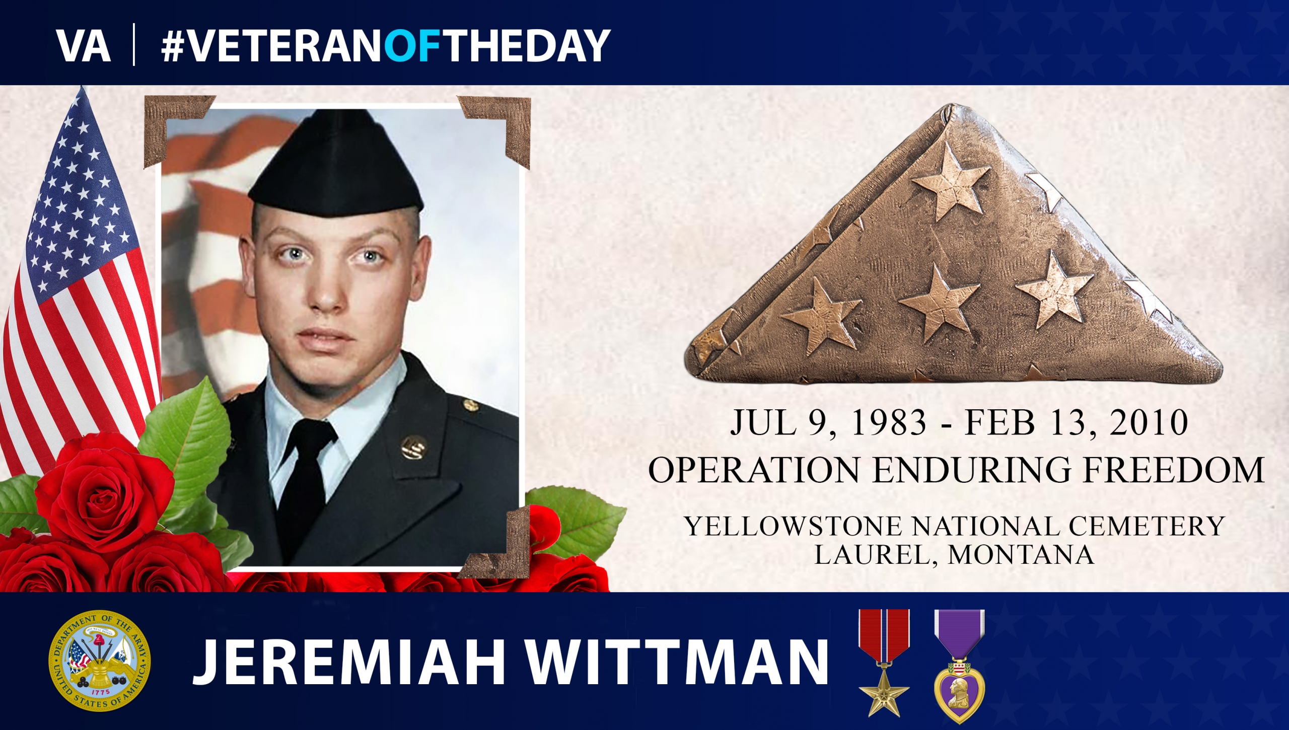 Army Veteran Jeremiah Thomas Wittman is today’s Veteran of the Day.