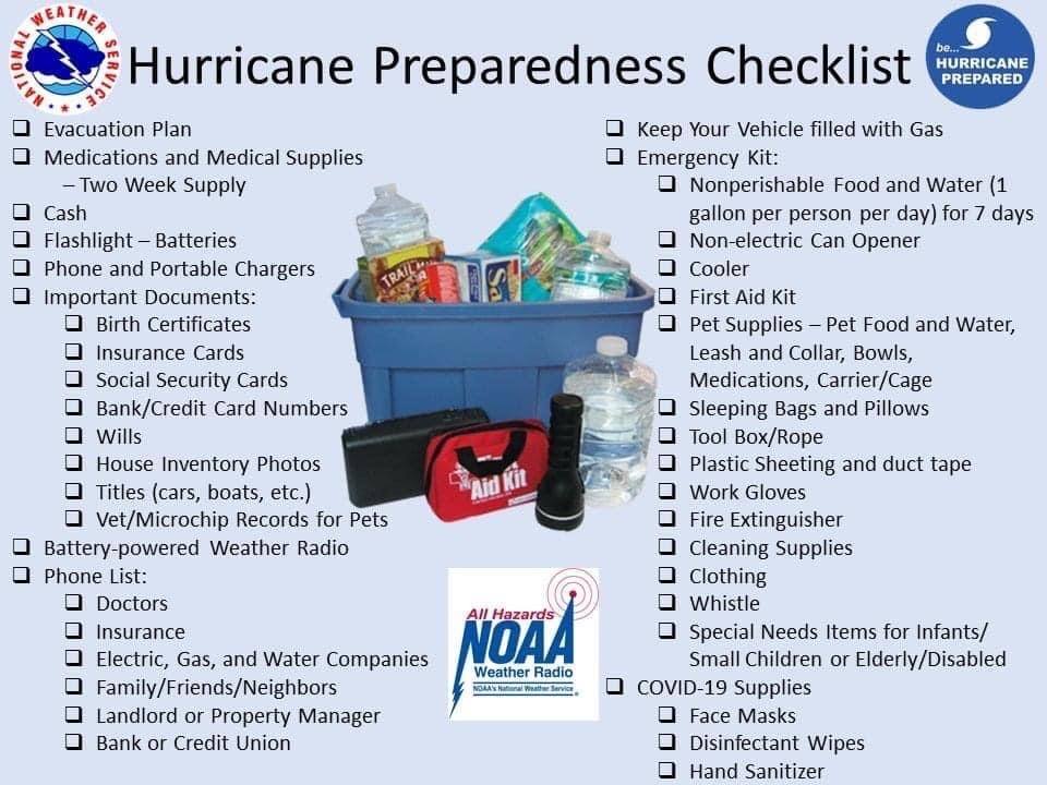 NOAA hurricane season preparedness checklist