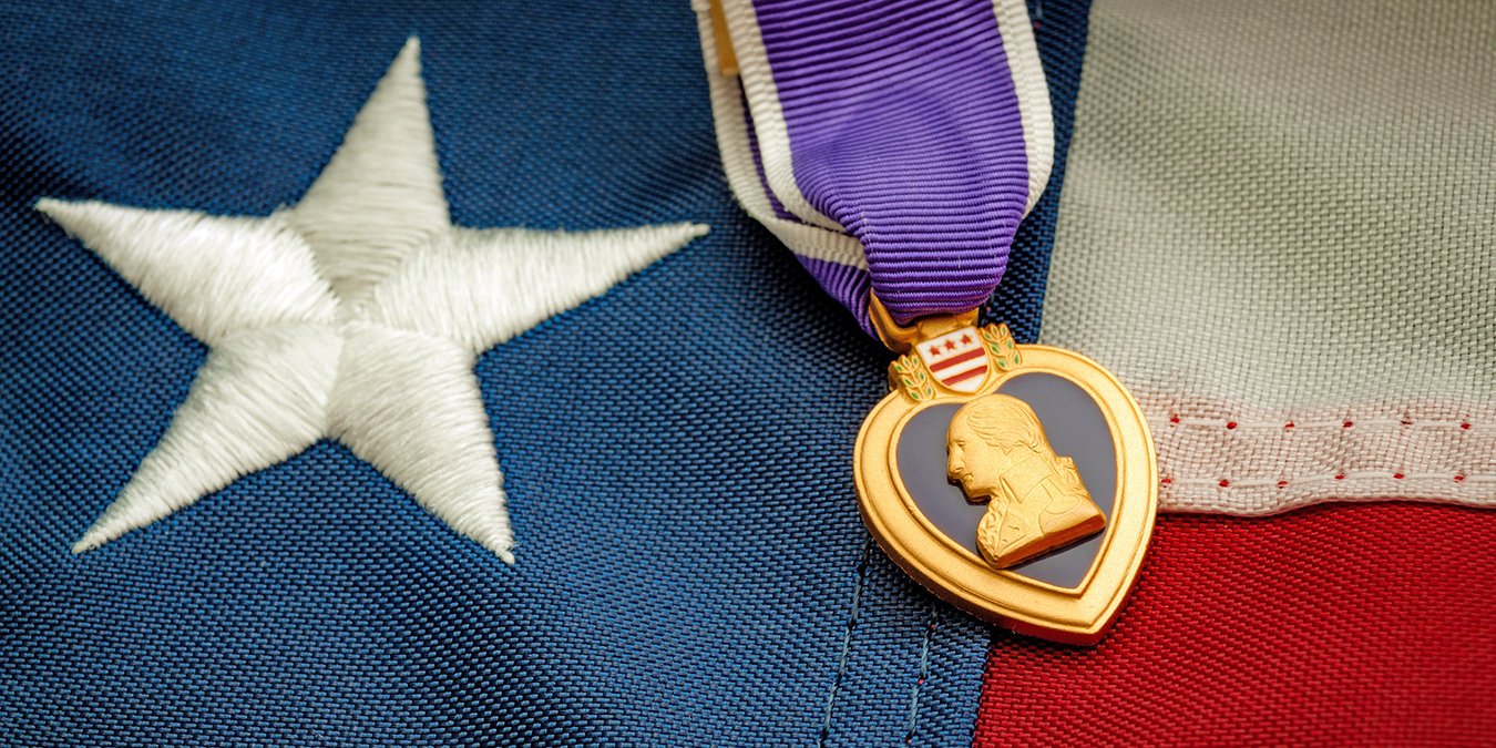 Purple Heart medal and ribbon
