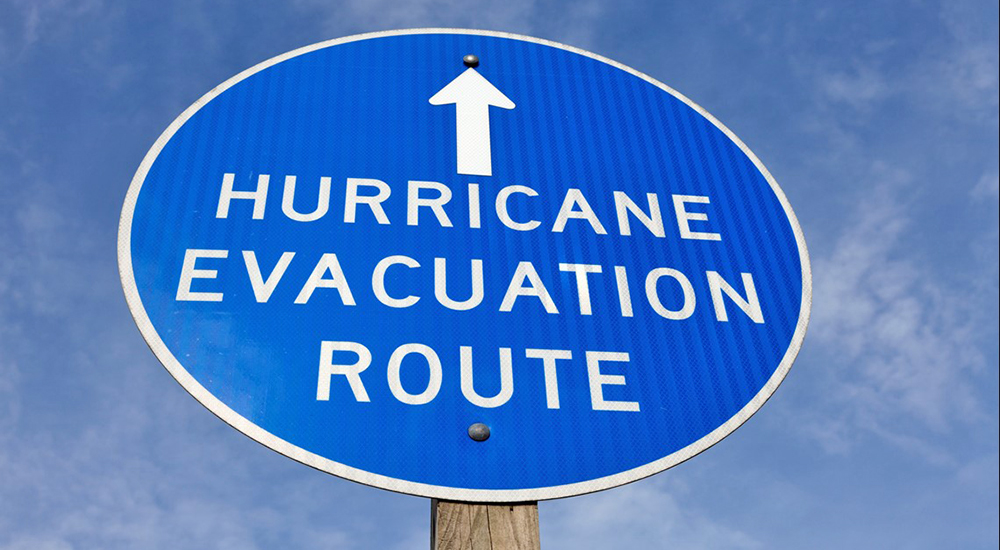 Hurricane evacuation route sign