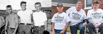 Now-and-then age comparison photos of three Veterans