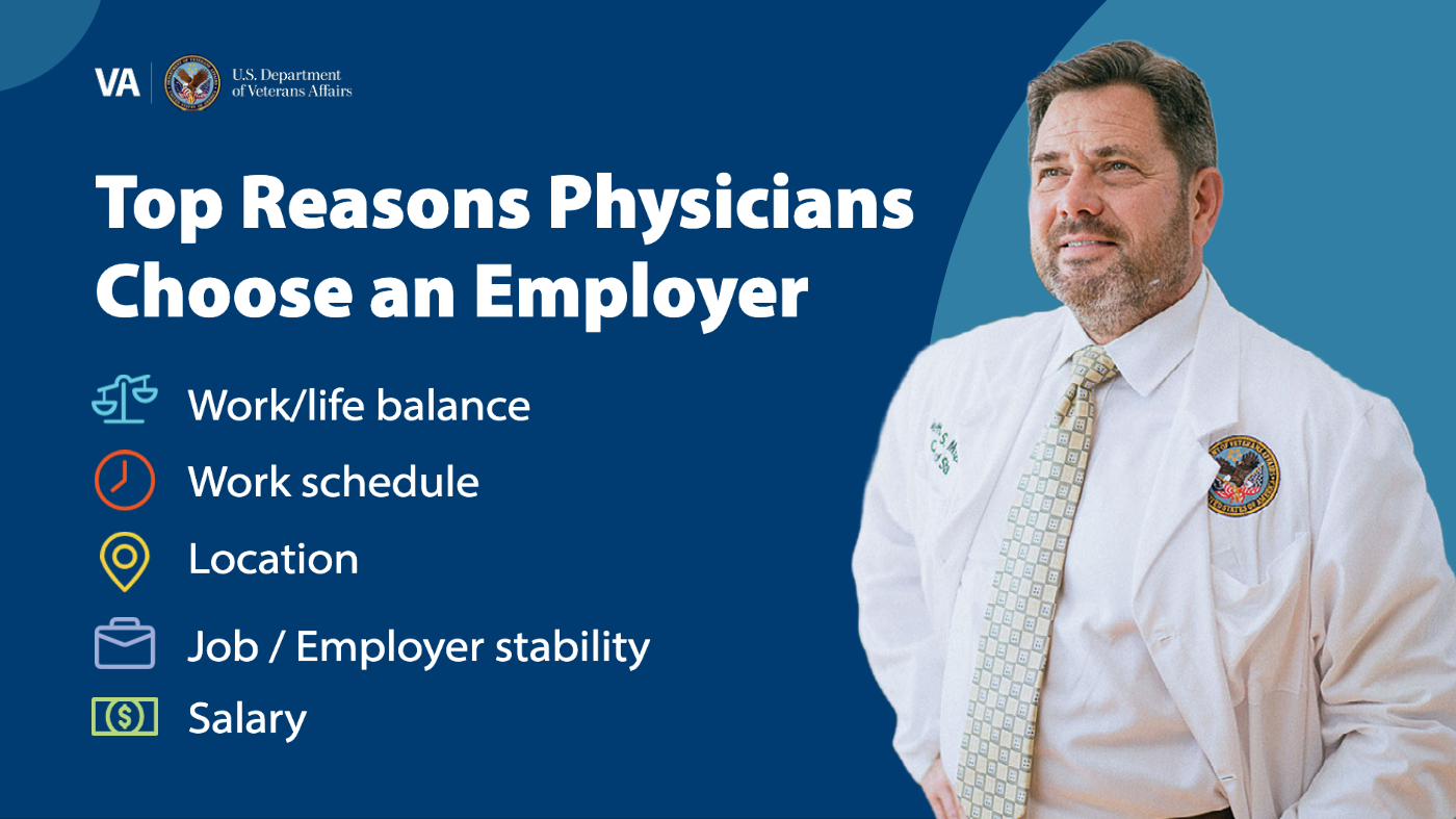 Why physicians might choose an employer can all be found at VA.