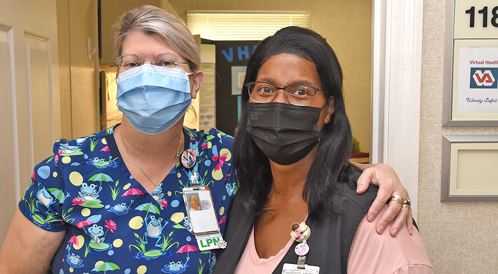 Two lady VA nurses; 30 years together