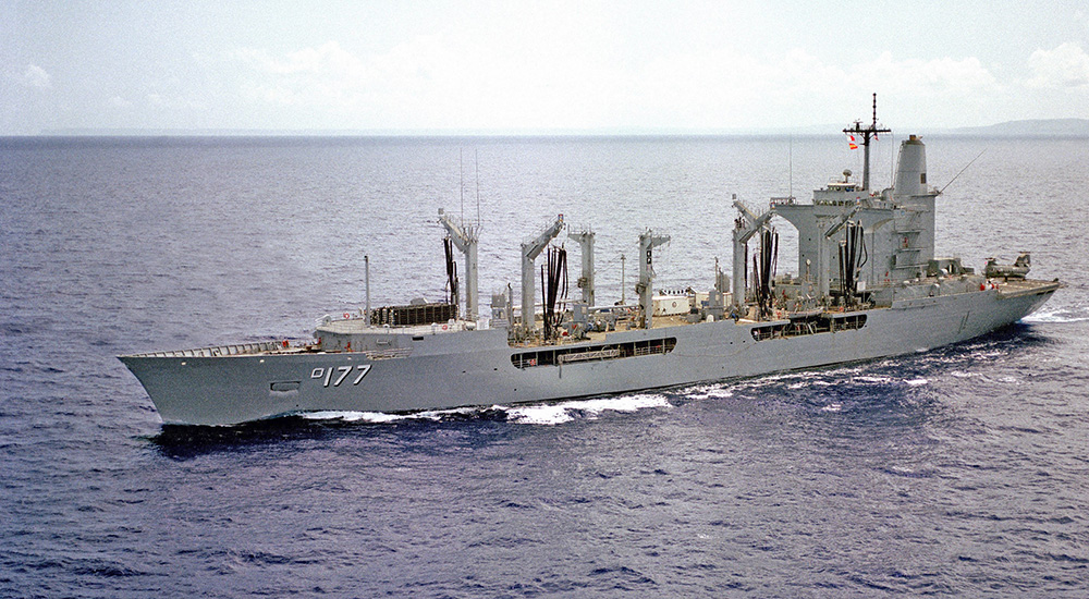 Navy ship underway at sea; Veterans Day